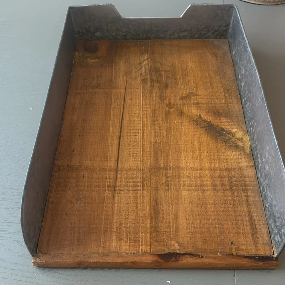 Rustic Wooden and Metal Tray